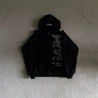 DaLyfestyle Rhinestone Zipup